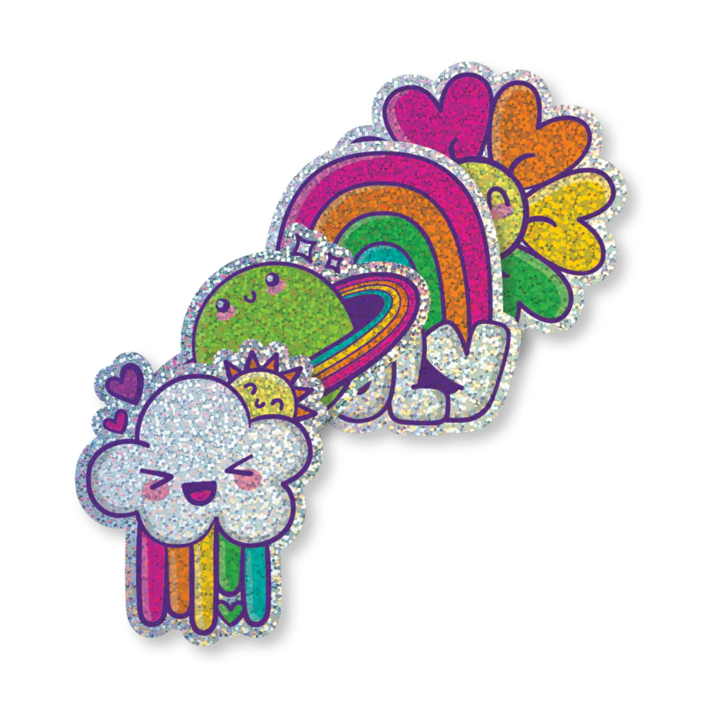 Wasserfeste Stickiville-Sticker – Glitzernder Regenbogen