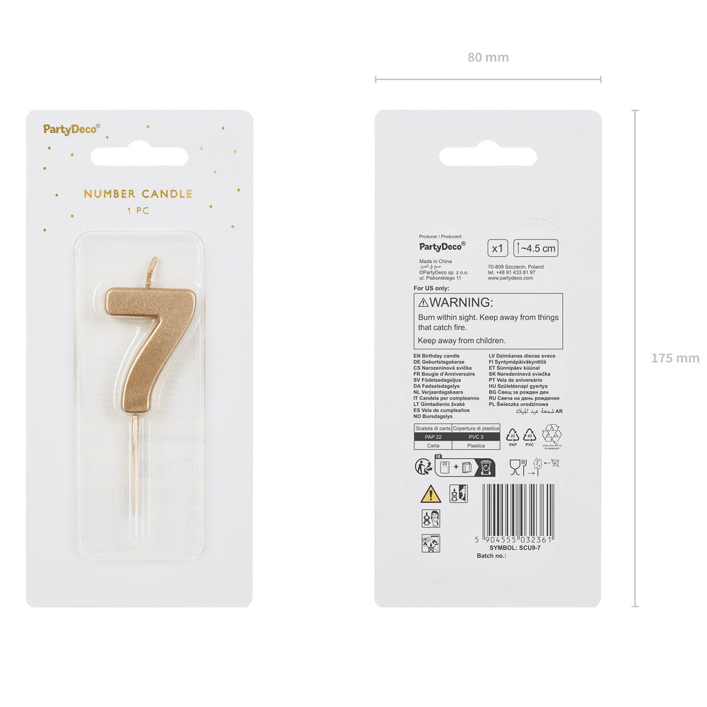Geburtstagskerze 4,5 cm – Zahl 7 goldfarben