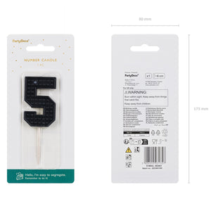 Geburtstagskerze 6 cm – Zahl 5 schwarz