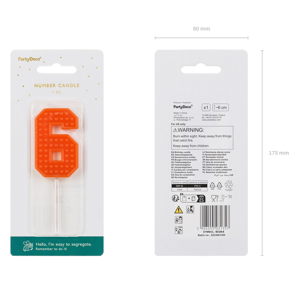 Geburtstagskerze 6 cm – Zahl 6 rot
