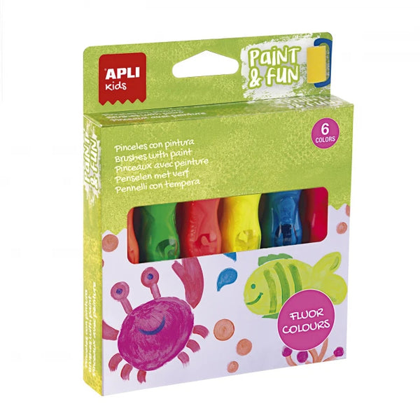 Farben in Tuben mit Pinsel – Neonfarben, 6 Stück - tablude.com