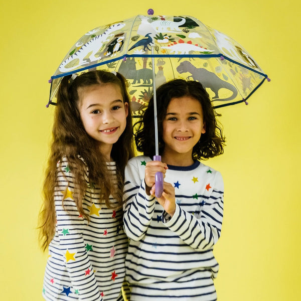 Transparenter Regenschirm, der seine Farbe wechselt – Dinosaurier - tablude.com