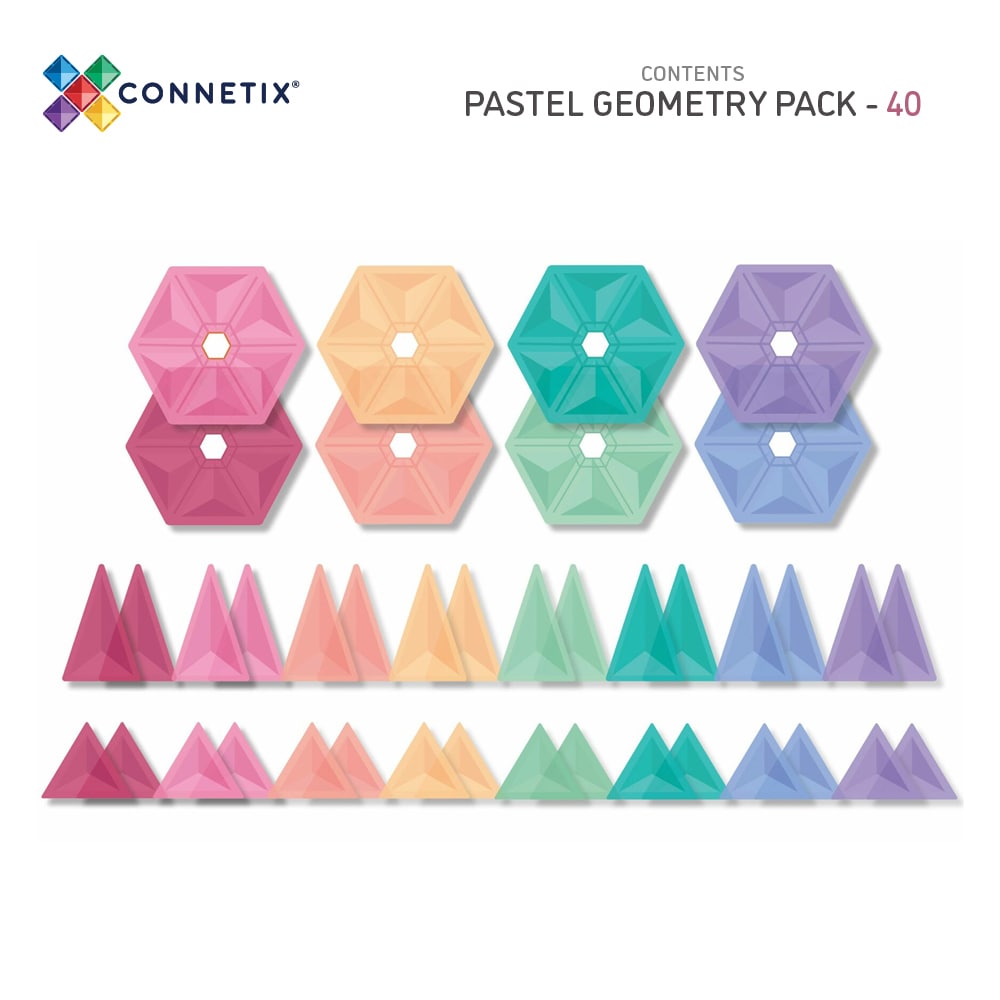 Magnetbausteine – Pastell-Geometrie-Set 40 Teile - tablude.com