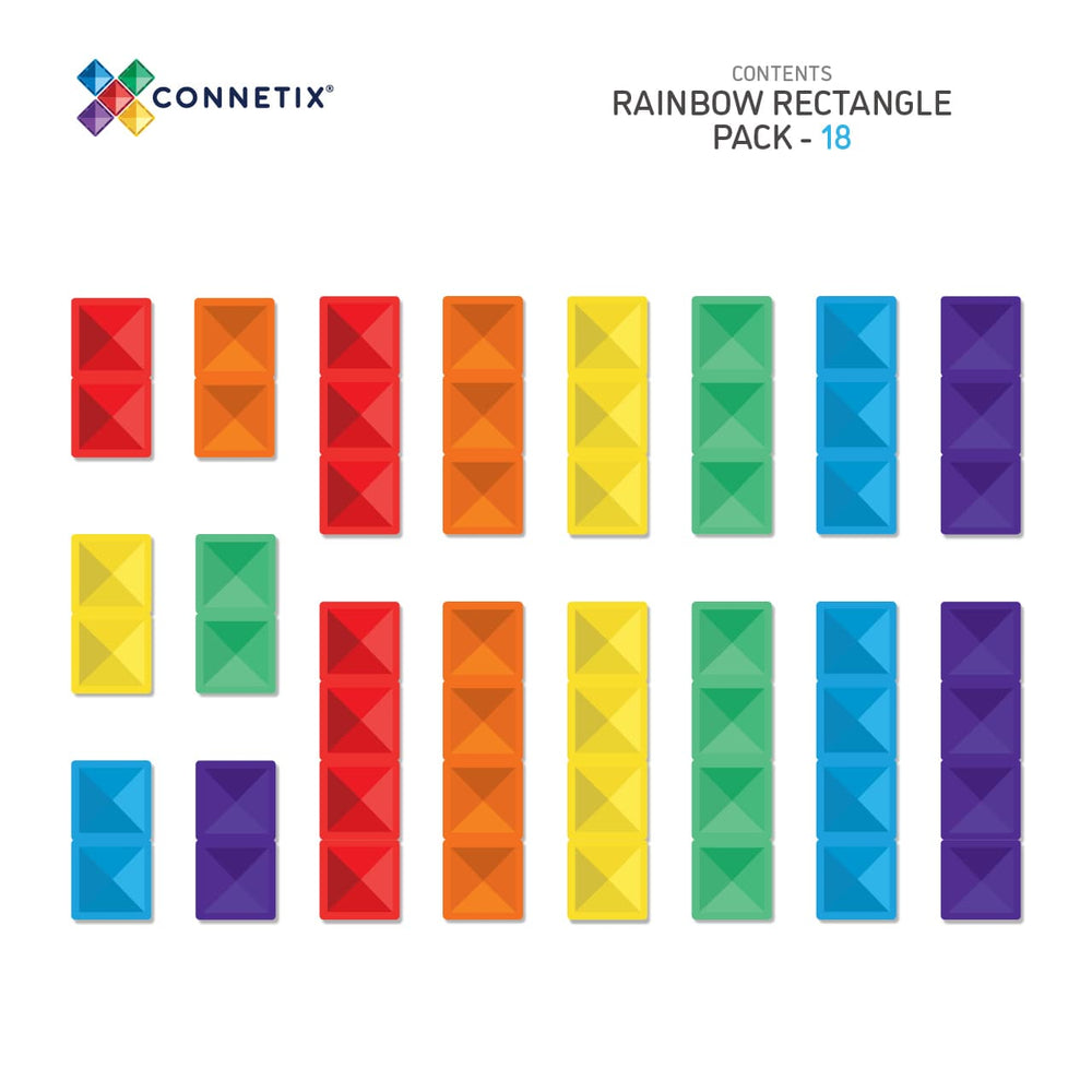 Magnetbausteine - Regenbogen Rechteck Pack 18 Teile - tablude.com