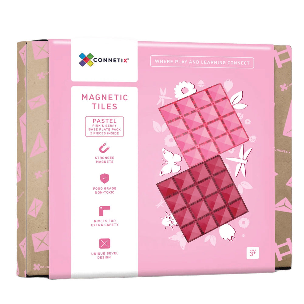 Magnetbausteine – Pastell-Rosa- & Beere-Grundplatte 2 Teile - tablude.com