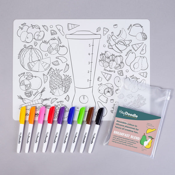 Große Silikonmatte zum wiederholten Ausmalen – Obst und Gemüse - tablude.com