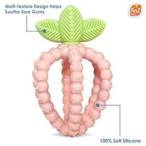 Beißring Saftige Himbeere mit Blättern – Rosa
