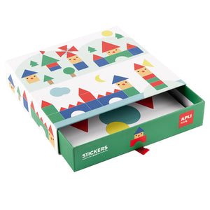 Stickerset mit geometrischen Motiven – Dorf - tablude.com