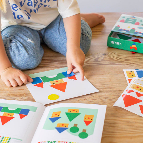 Stickerset mit geometrischen Motiven – Dorf - tablude.com