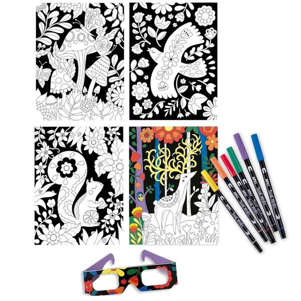 Kunstset mit Brille – 3D-Ausmalen - tablude.com