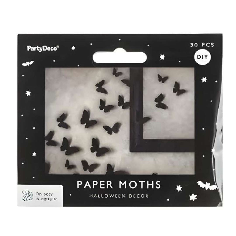 Papierdekoration – Schwarze Motten 6–12 cm