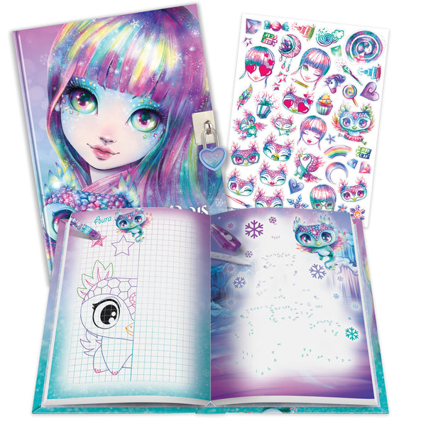 Tagebuch mit Vorhängeschloss – mit unsichtbarem Stift und UV-Taschenlampe zum Lesen  – Isadora 7+