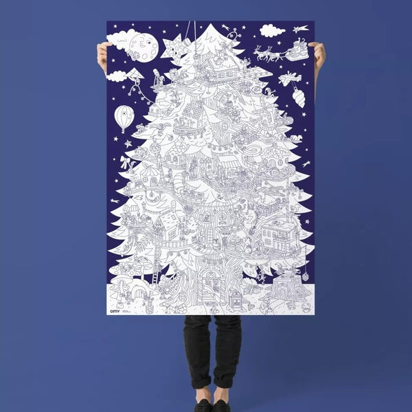 Gigantyczna kolorowanka OMY - Choinka 100x70 cm - tablude.com