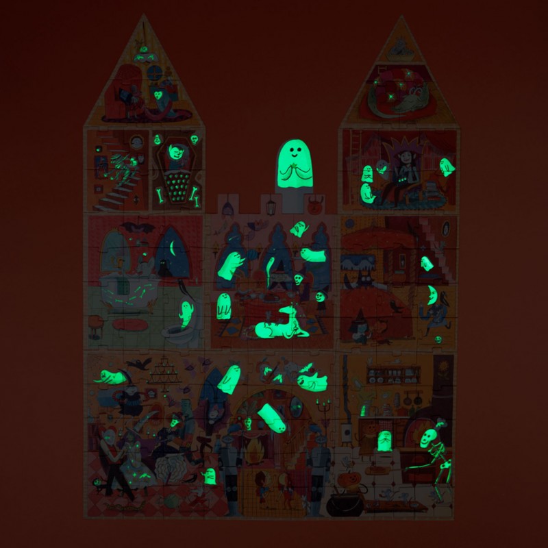 Doppelseitiges Puzzle, leuchtet im Dunkeln – Das verzauberte Schloss, 100 Teile - tablude.com