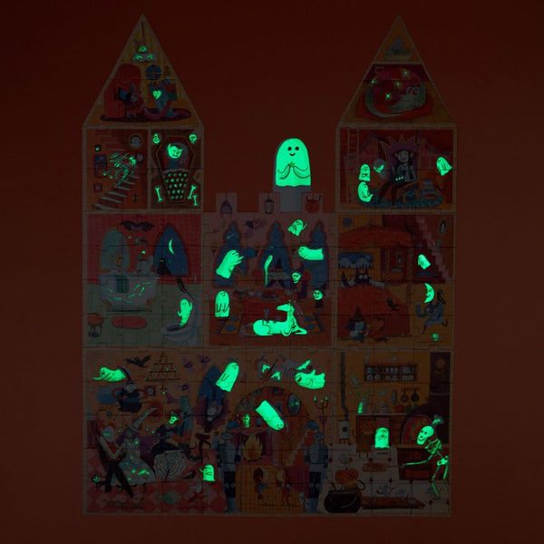 Doppelseitiges Puzzle, leuchtet im Dunkeln – Das verzauberte Schloss, 100 Teile - tablude.com