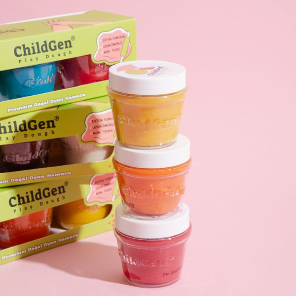 Natürliche Knete in Gläsern – Gelb, Rosa, Orange - tablude.com