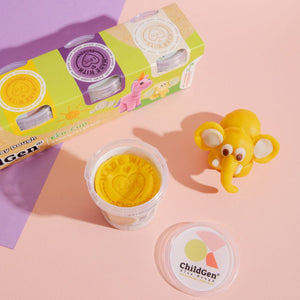 Natürliche Knete in Öko-Bechern – Weiß, Rosa, Violett, Gelb - tablude.com