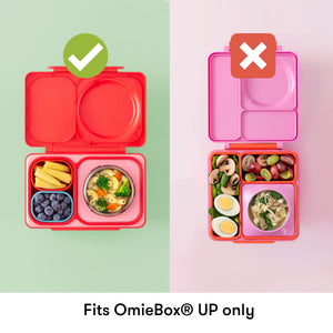 Zwei luftdichte Behälter für die Lunchbox OmieBox UP Dip – Blue Orange