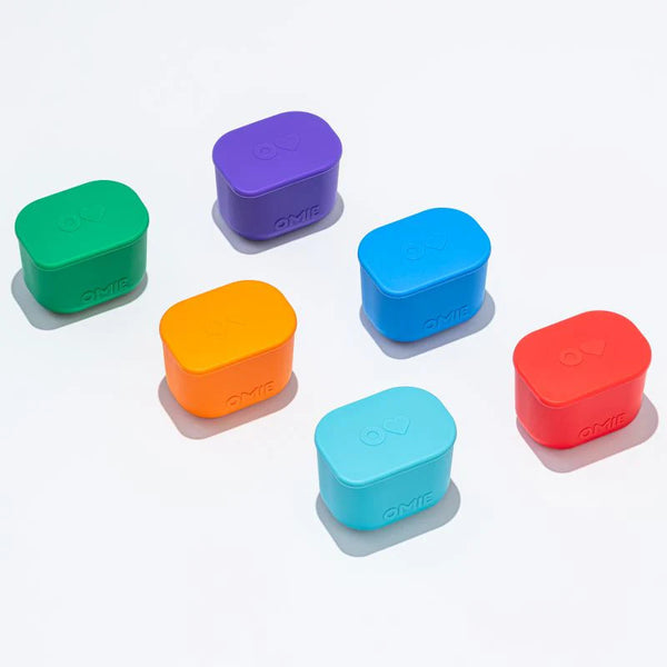 Zwei luftdichte Behälter für die Lunchbox OmieBox UP Dip – Purple Green