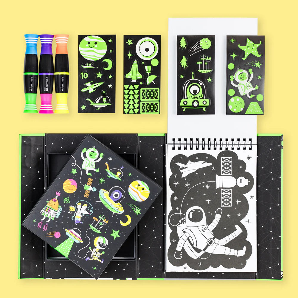 Neon-Malbuch-Set – Weltraum - tablude.com