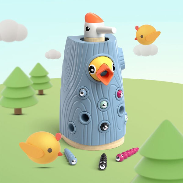 Holz-Geschicklichkeitsspiel – Füttere den Vogel, fange den Käfer - tablude.com