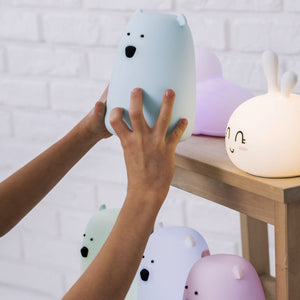 Große Teddybär-Lampe – helles Mintgrün mit Fernbedienung