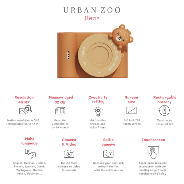 Digitalkamera für Kinder Full HD Urban Zoo – Bär - tablude.com