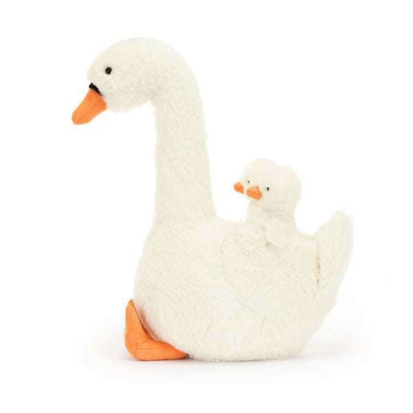 Plüsch-Schwan mit Küken  39 cm - tablude.com