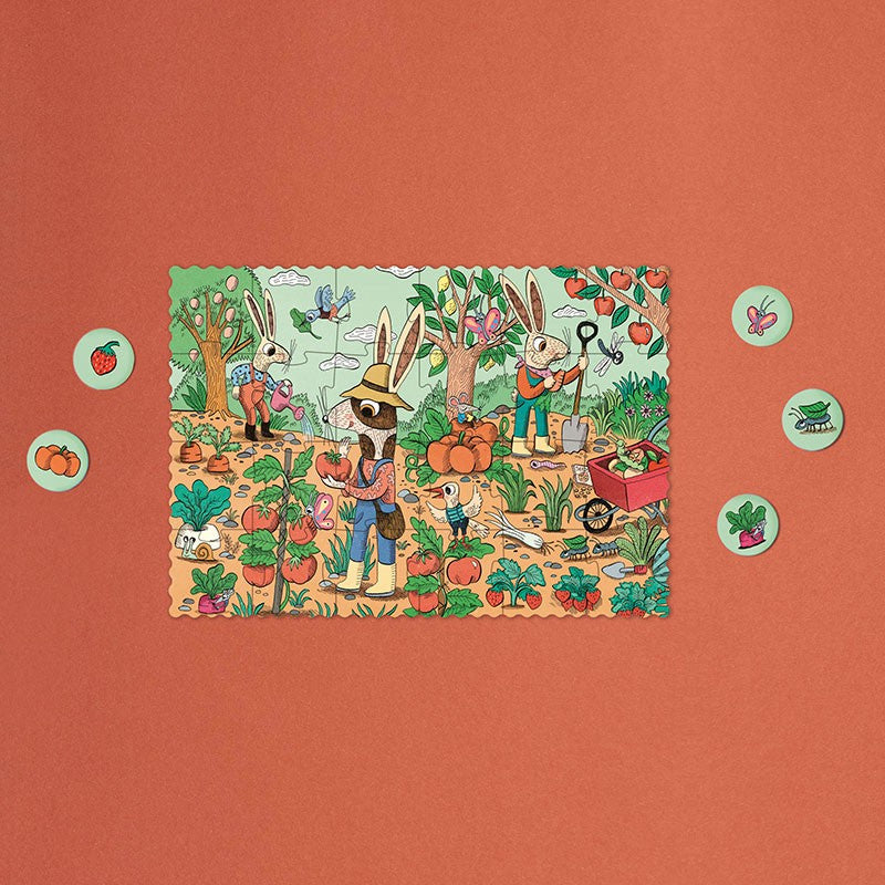 Taschenpuzzle mit Beobachtungsspiel – Gärten 24 Teile - tablude.com