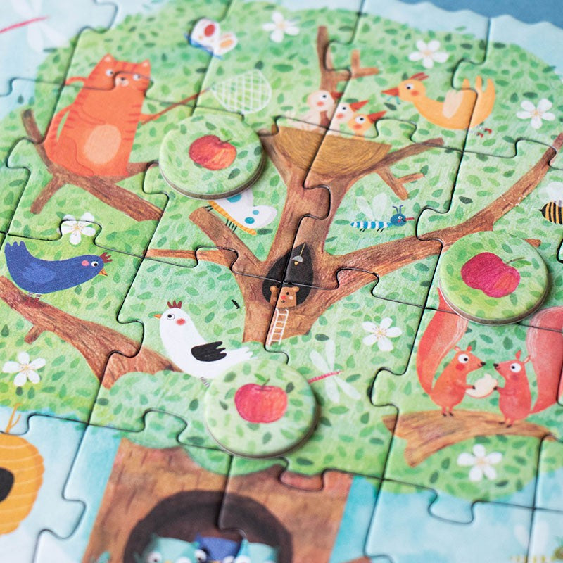 Taschenpuzzle mit Beobachtungsspiel – Apfelbaum 36 Teile - tablude.com