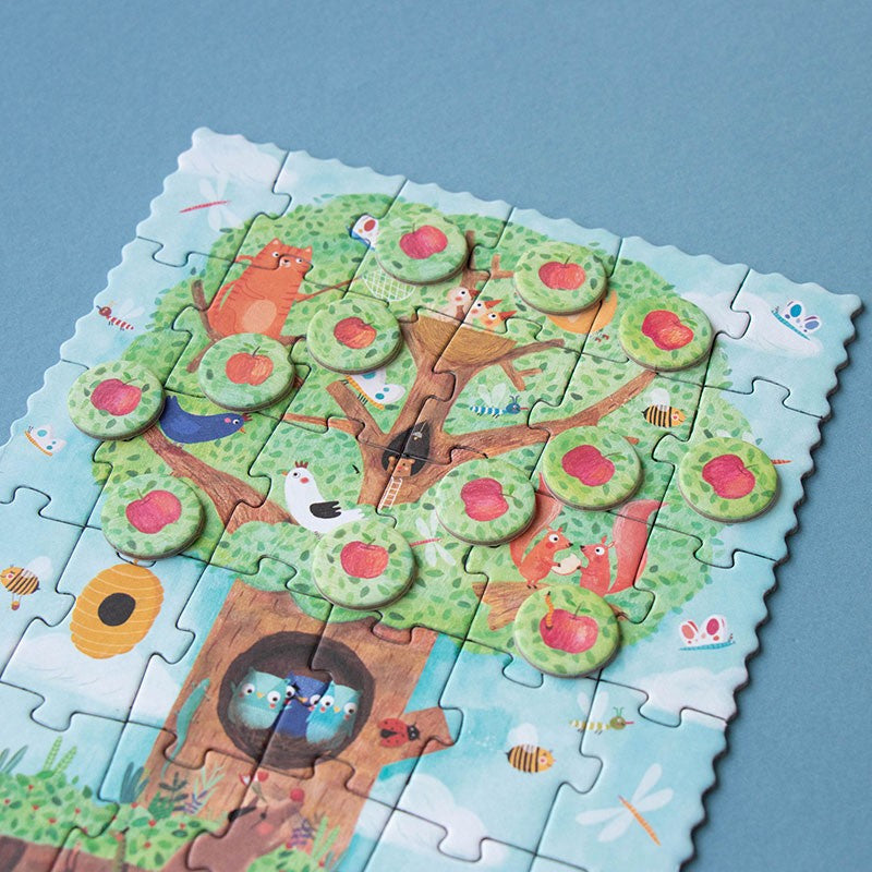 Taschenpuzzle mit Beobachtungsspiel – Apfelbaum 36 Teile - tablude.com