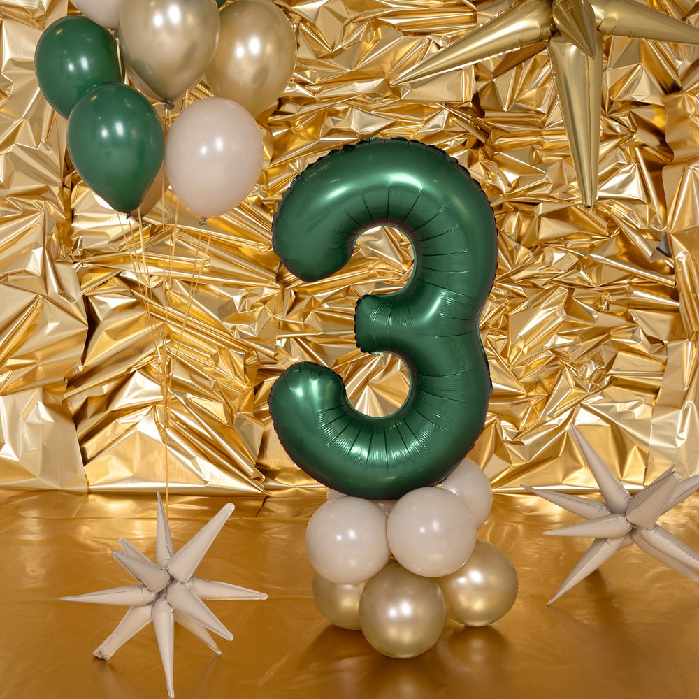 Folienballon 86 cm – Zahl 3, flaschengrün