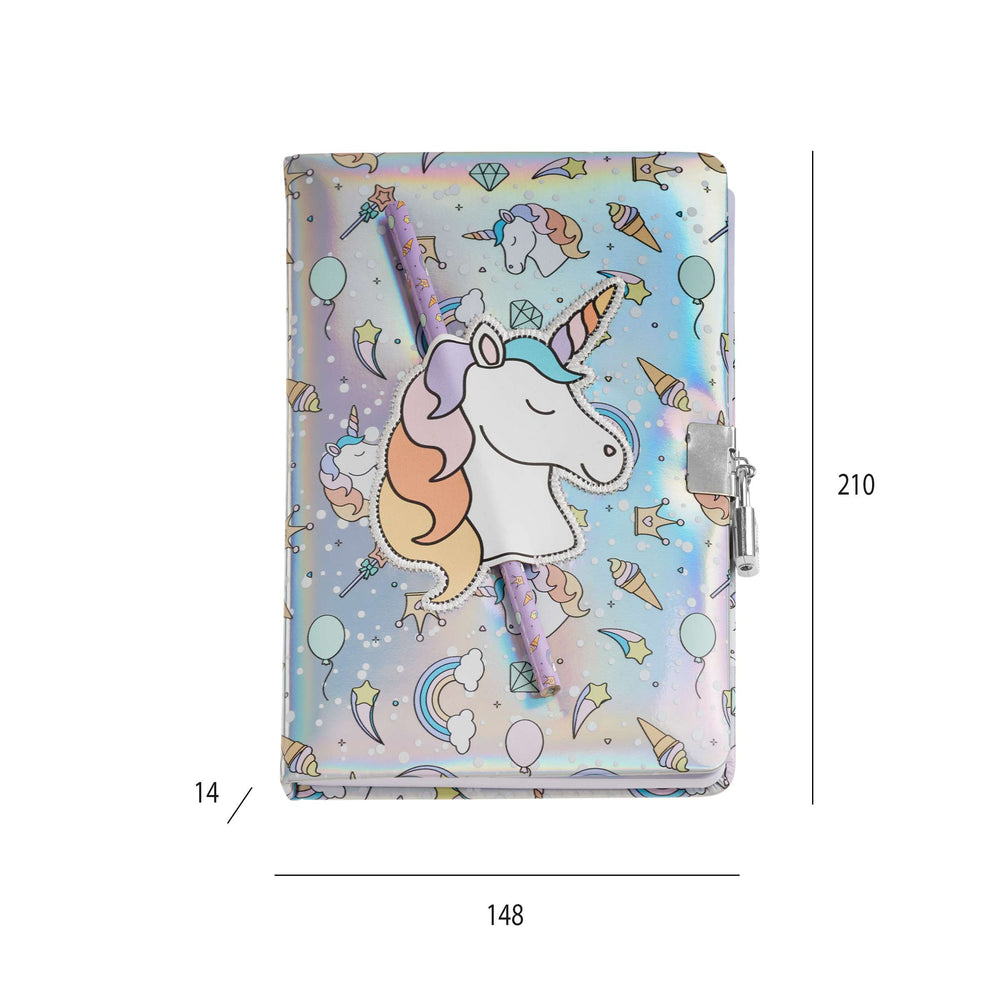 Holografisches Tagebuch mit Schloss – Einhorn