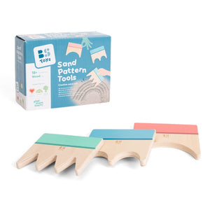 Set aus Holzschaufeln zum Formen von Mustern im Sand - tablude.com