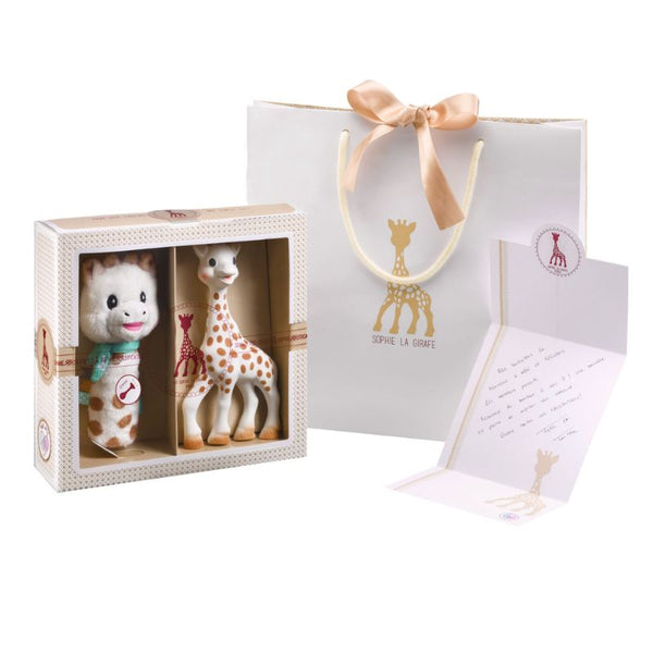 Geschenkset Sophie la girafe mit Plüschrassel - tablude.com