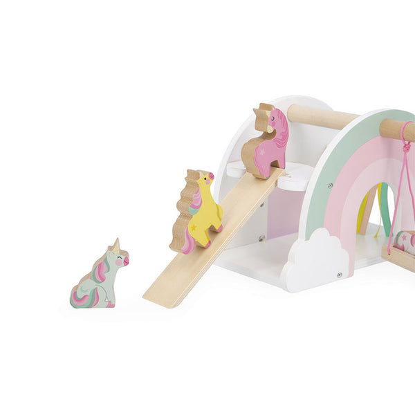 Hölzernes Einhornhaus mit 5 Zubehörteilen - Einhörner 18m+ - tablude.com