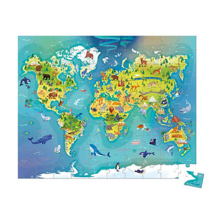 Puzzle im Koffer, hergestellt in Frankreich – Weltkarte, 100 Teile