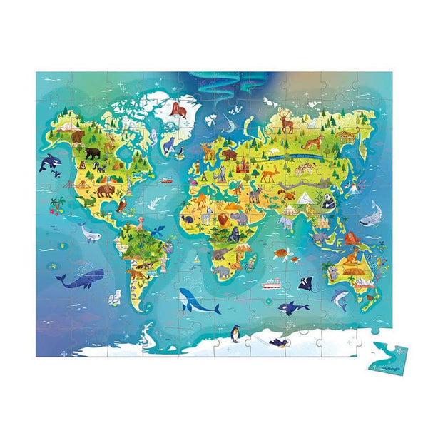Puzzle im Koffer, hergestellt in Frankreich – Weltkarte, 100 Teile