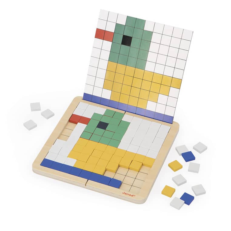 Holzpuzzle Mosaik Pixel – Symmetrie und Codierung 4in1 5+