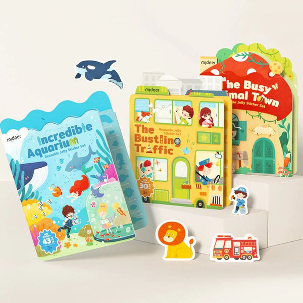 Set mit wiederverwendbaren Gel-Aufklebern – The Busy Animal Town - tablude.com