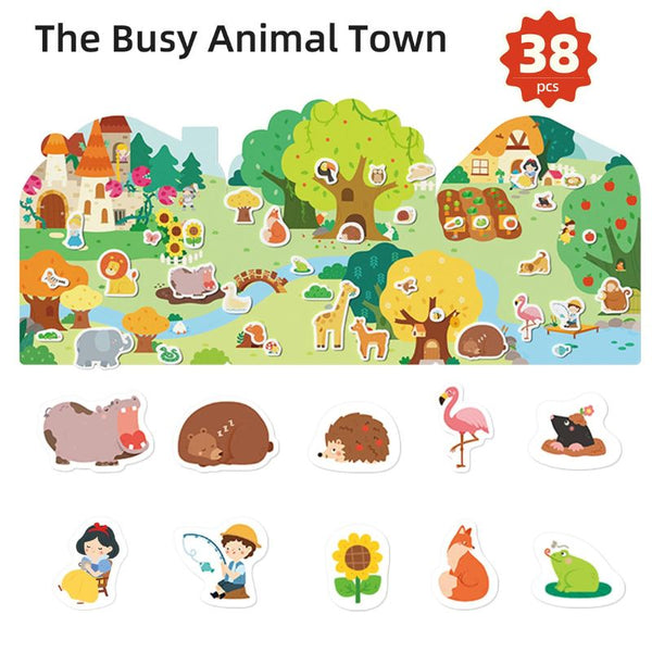 Set mit wiederverwendbaren Gel-Aufklebern – The Busy Animal Town - tablude.com