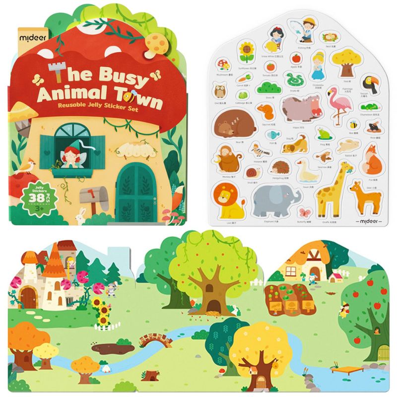 Set mit wiederverwendbaren Gel-Aufklebern – The Busy Animal Town - tablude.com