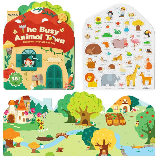 Set mit wiederverwendbaren Gel-Aufklebern – The Busy Animal Town - tablude.com