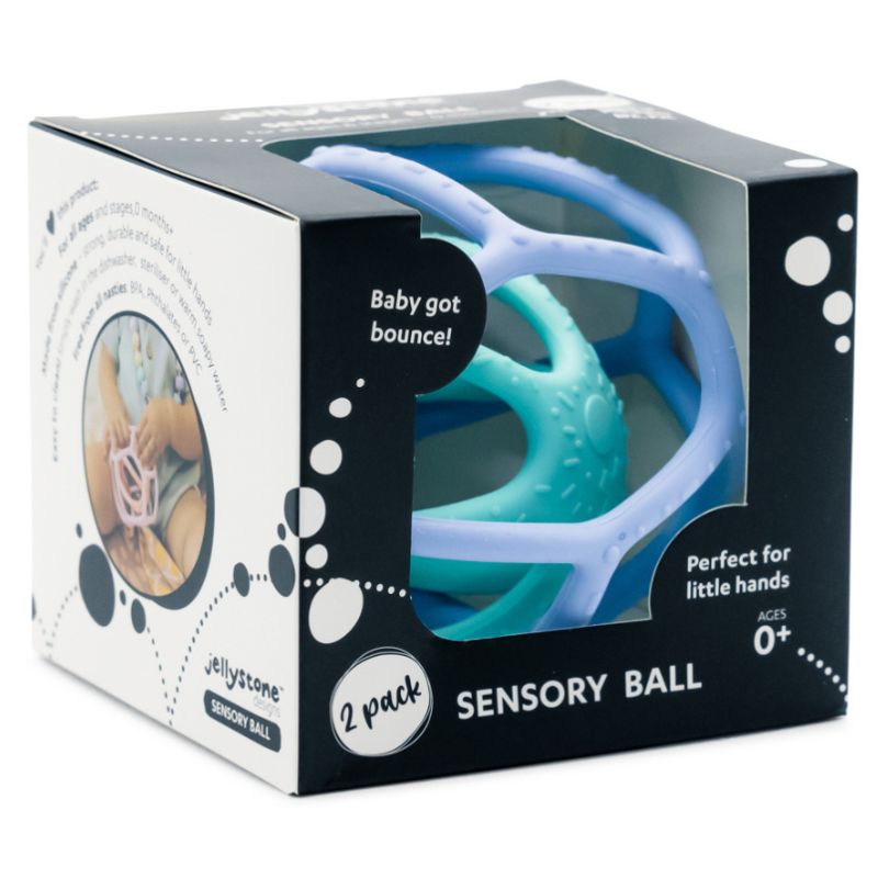 Sensorik-Set: Ball & Beißring 2-in-1 – Blau & Mint
