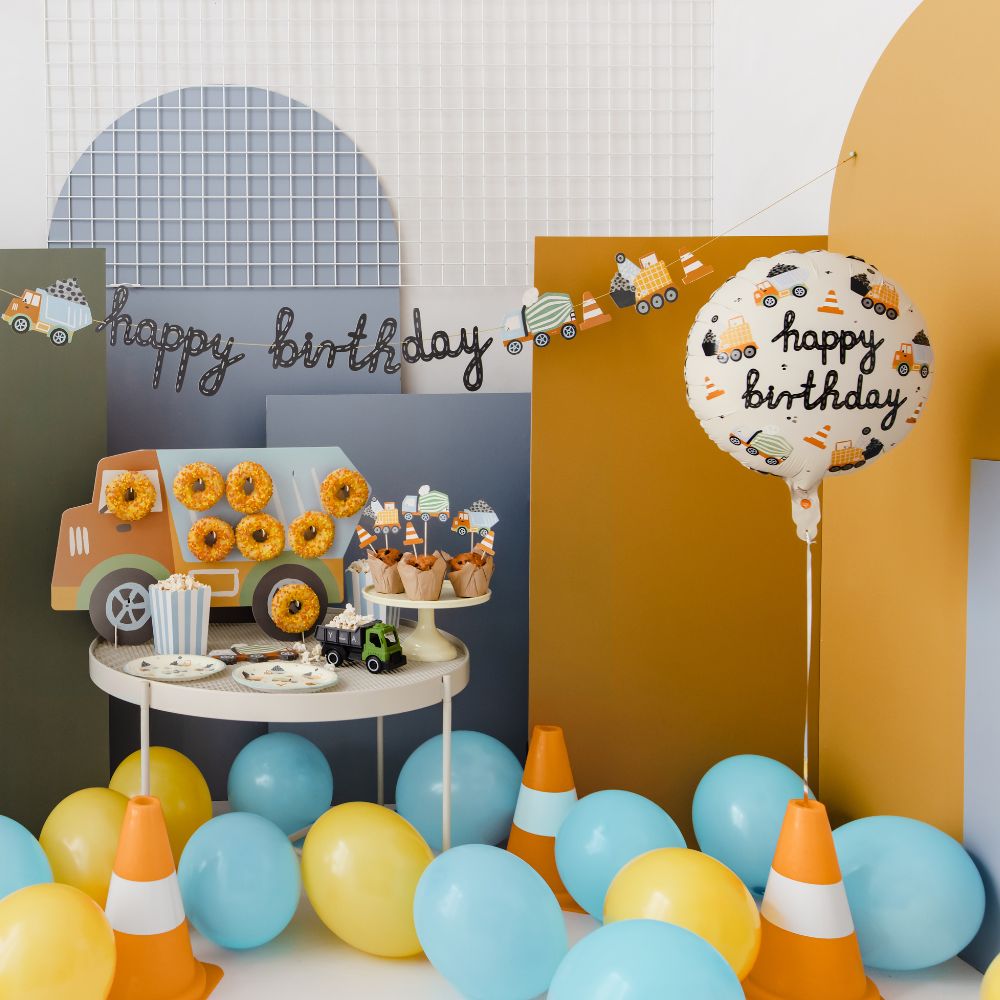 Folienballon – Baufahrzeuge Happy Birthday 45 cm