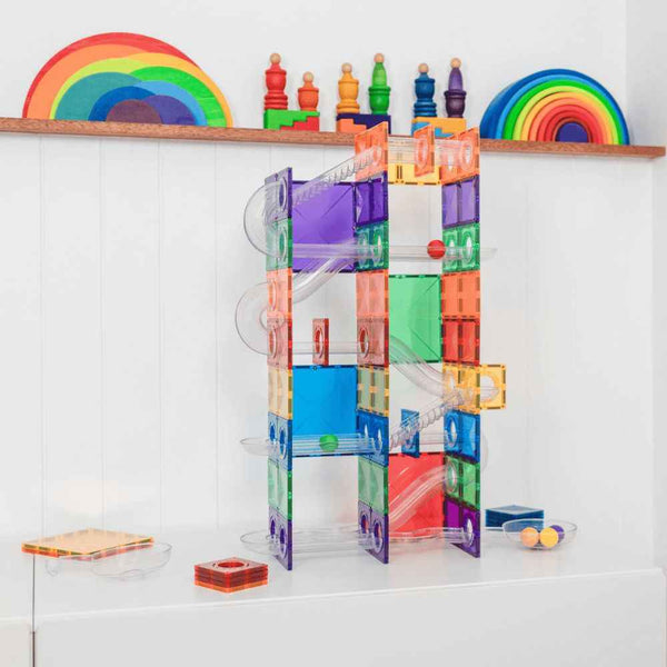 Klocki magnetyczne kulodrom Connetix - Rainbow Super Ball Run Pack 134 el.