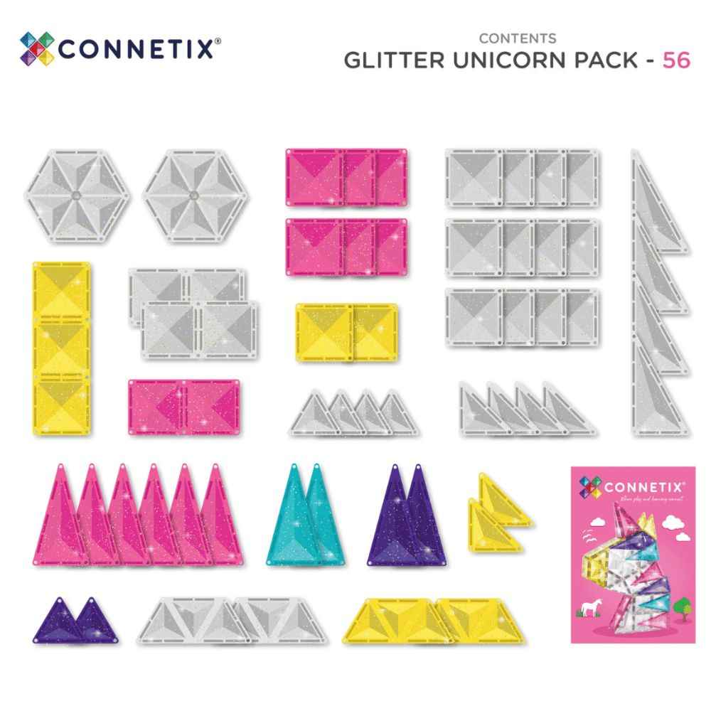 Magnetklötze – Glitter Unicorn Pack 56 Teile