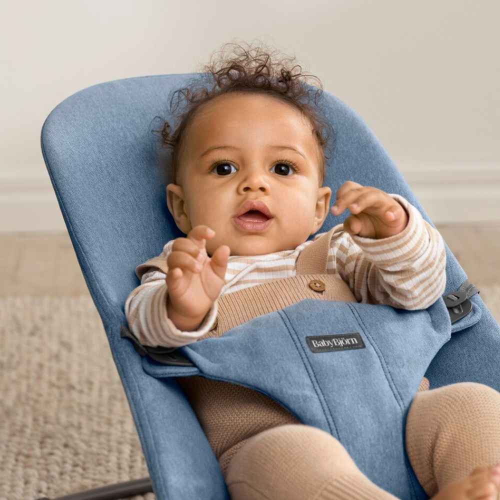 Leżaczek BABYBJORN BLISS WOVEN - Niebieski melanż
