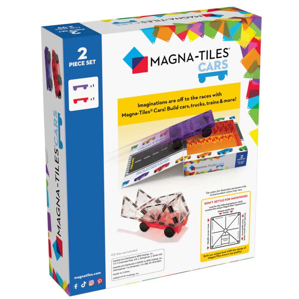 Klocki magnetyczne MAGNA-TILES - Cars 2 el. czerwony i fioletowy