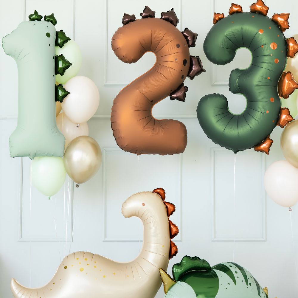 Folienballon 92 cm – Zahl 3 Dinosaurier
